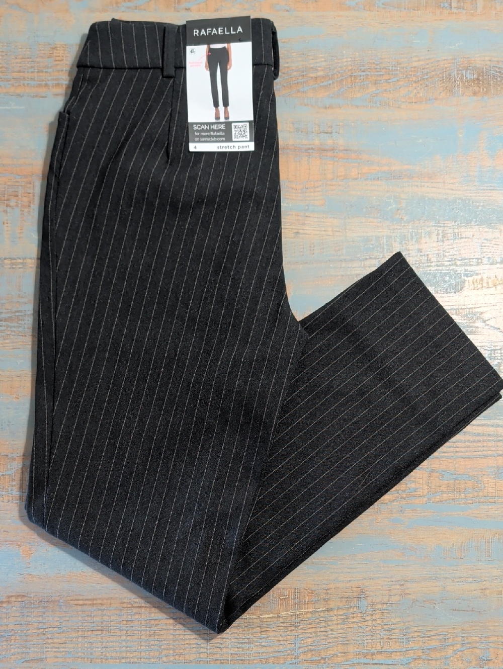 Rafaella Pinstripe Dress Pants Size 4 Gray Stretch Career Slacks NWT Office